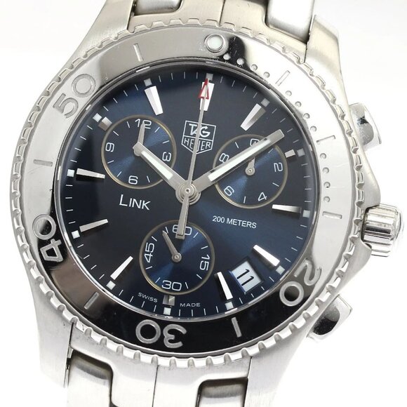 TAG HEUER Link Date Chronograph Navy Dial Quartz Men's Watch